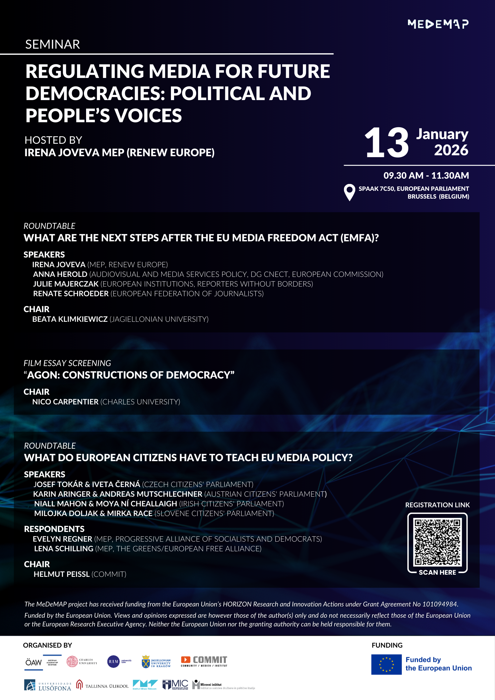 Representatives of the four Citizens’ Parliaments on Media and Democracy will present their resolutions in the EU Parliament in Brussels in January